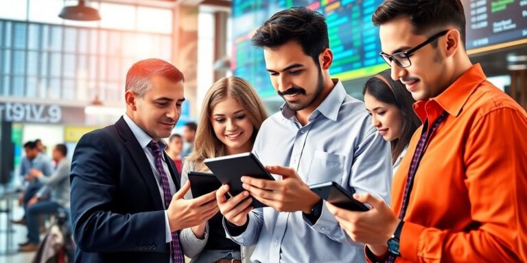 Diverse traders collaborating in a modern trading environment.